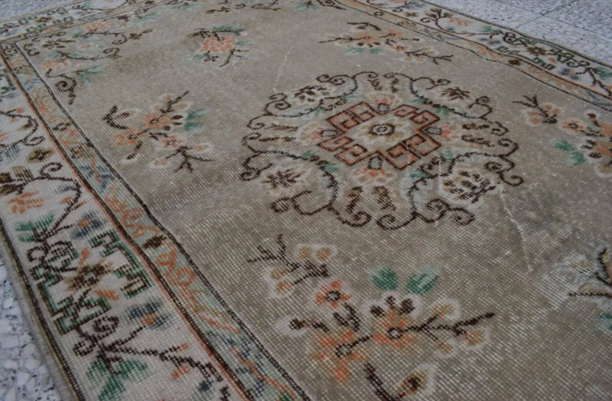 Vintage Turkish Oushak rug 114x208 cm