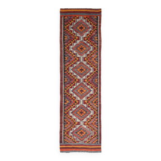 Colorful Multicolor Tribal Kilim Runner Rug, 82x295Cm