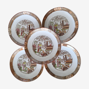 5 Chinese patterned dessert plates