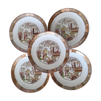 5 Chinese patterned dessert plates