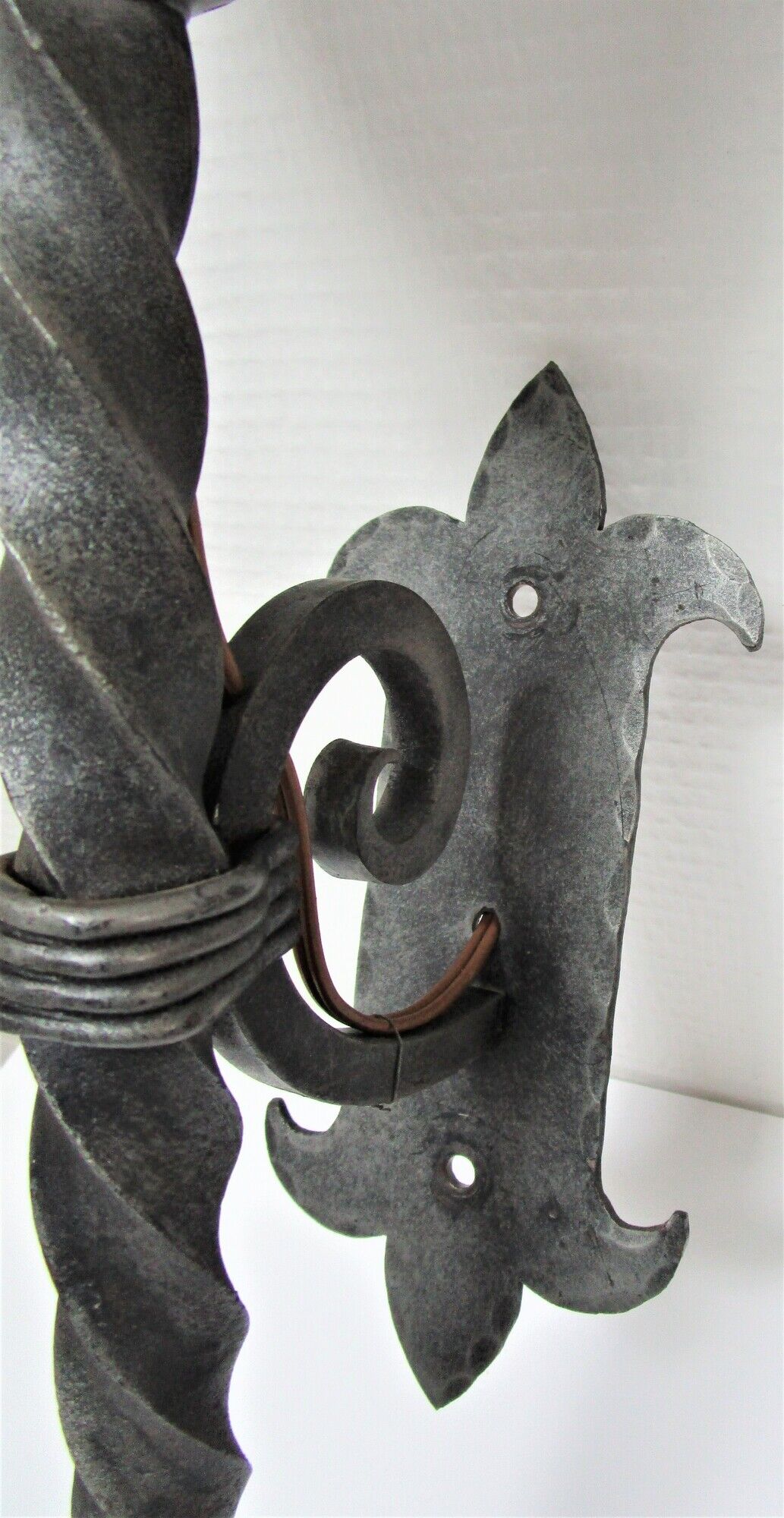 Pair of wall lamps torch glass flame and metal early XXth