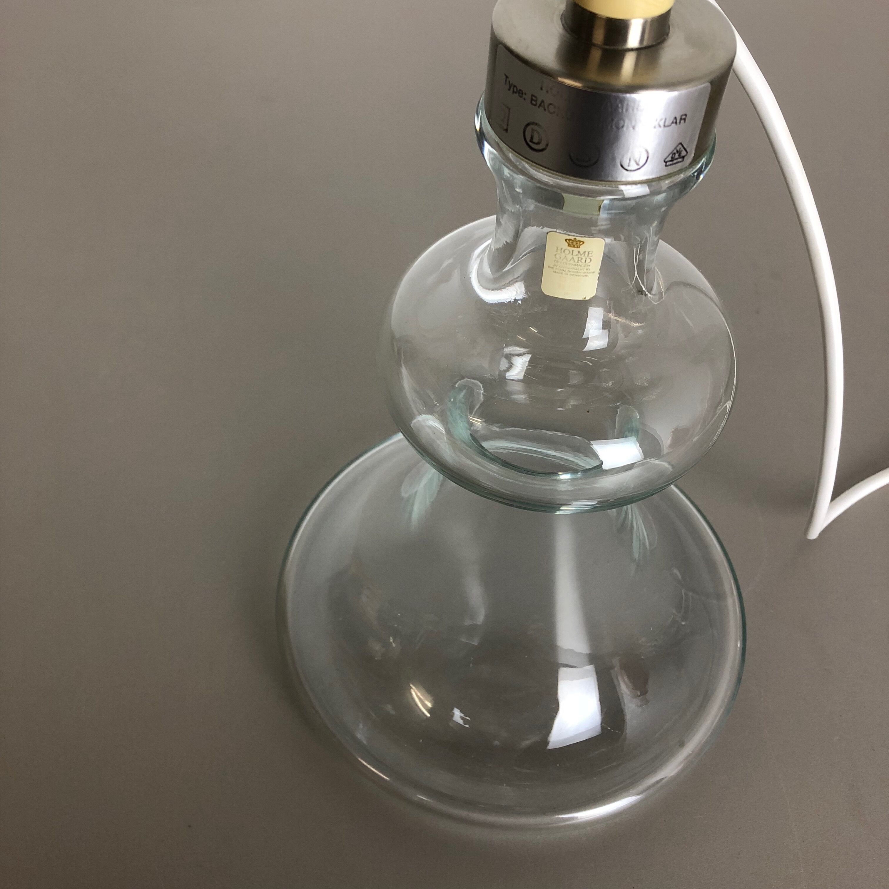 danish modern clear glass Table Light base by HOLMEGAARD, Denmark 1970s