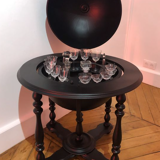 Bar Globe Terrestrial Map Eucalyptus Wood World Painted Black