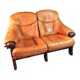 Canapé cuir 2 places 1970s
