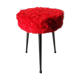 Tripod stool with vintage red moumoute seat