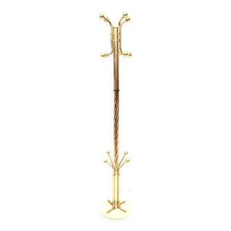 Porte-manteau Hollywood Regency en métal doré et marbre, années 1970