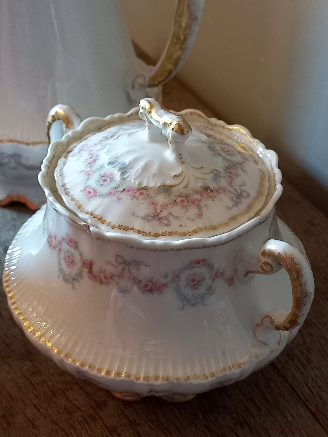 Tea service coffee porcelain Limoges Émile Bourgeois old 19th 20th