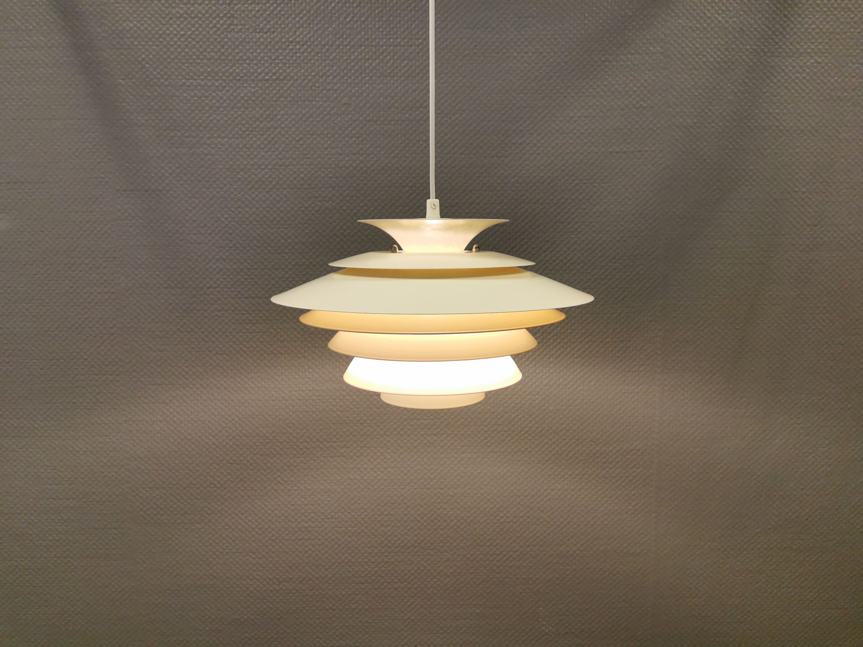 Danish hanging lamp in cracked white colour. produced by Design-Light in the 1980s, model Sofia.
