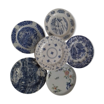Suite of indigo blue retro plates