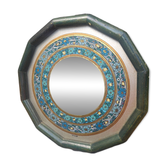 Miroir oriental motif floral signé vintage