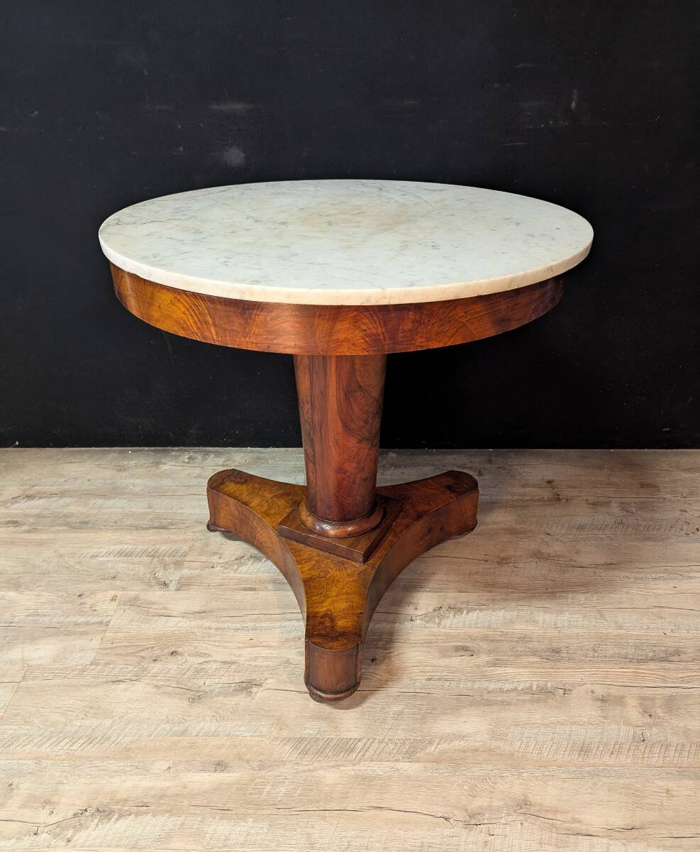 Empire mahogany and marble pedestal table