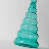 Turquoise Murano Glass Vase by Enrico Coveri, 1980s Italy – Wavy Bubble Silhouette in Transparent Glass