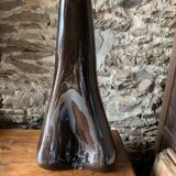 Vase céramique émaillé noir forme libre