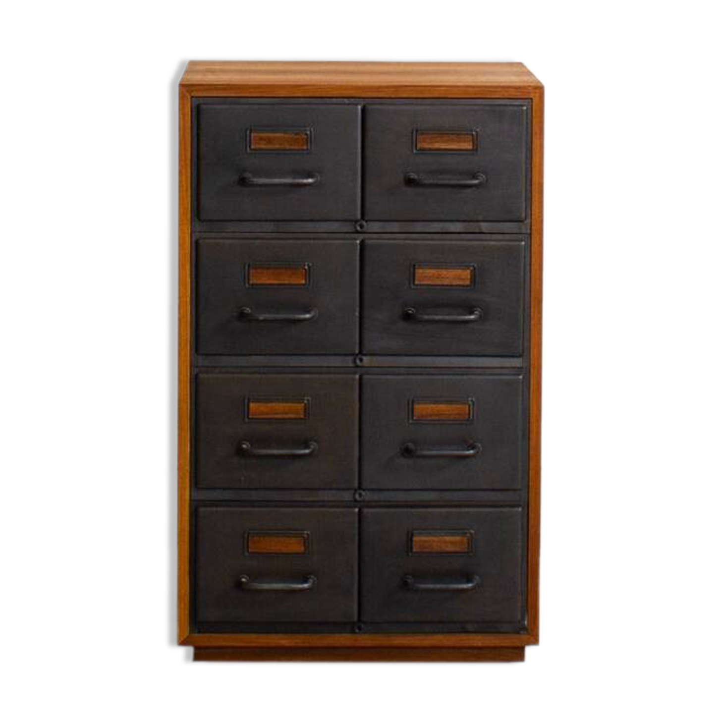 Fully restored industrial furniture with a teak cabinet