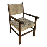 Fauteuil en bois et corde vers 1950