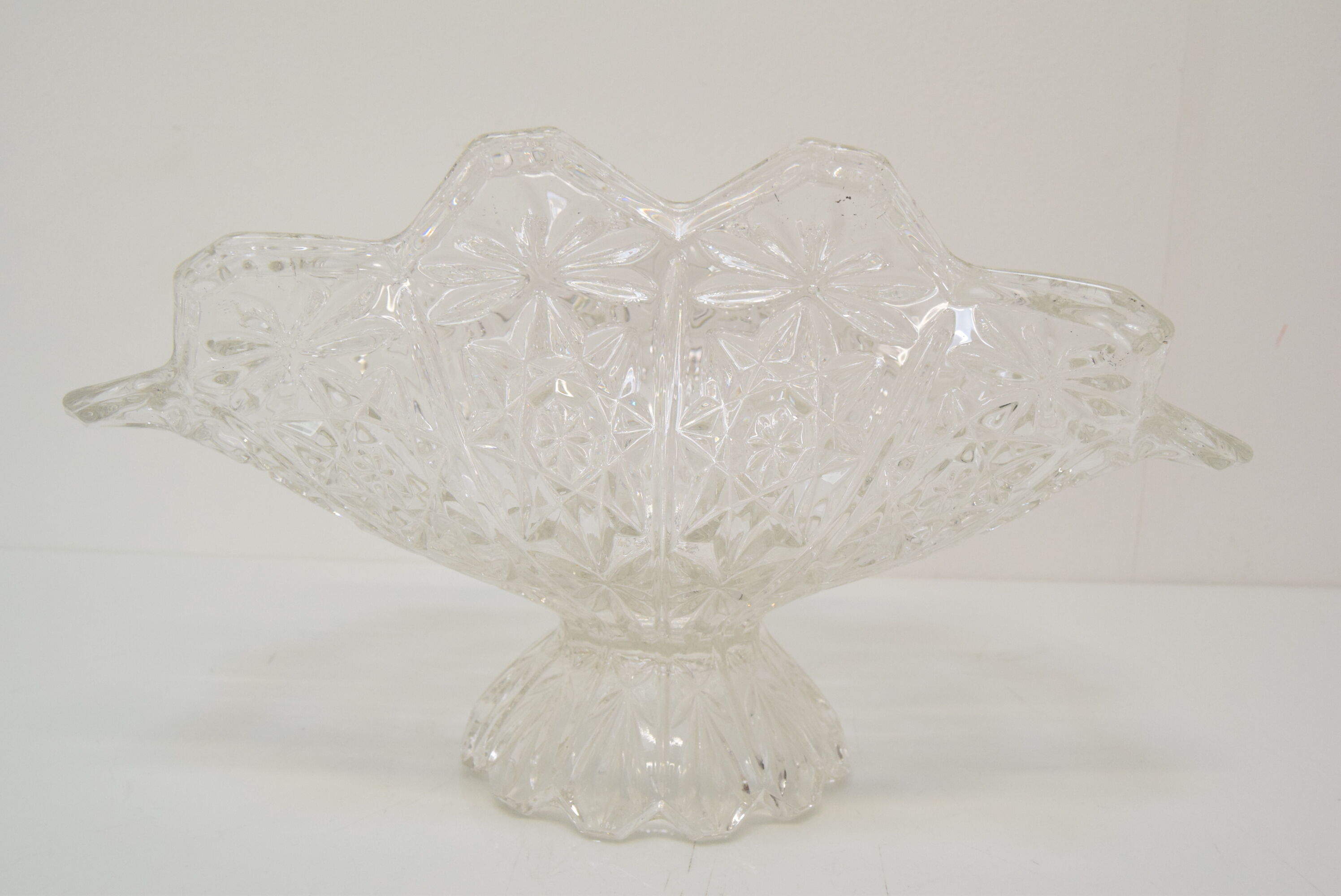Vintage Crystal Glass Bowl,Glasswork Novy Bor,1950's.