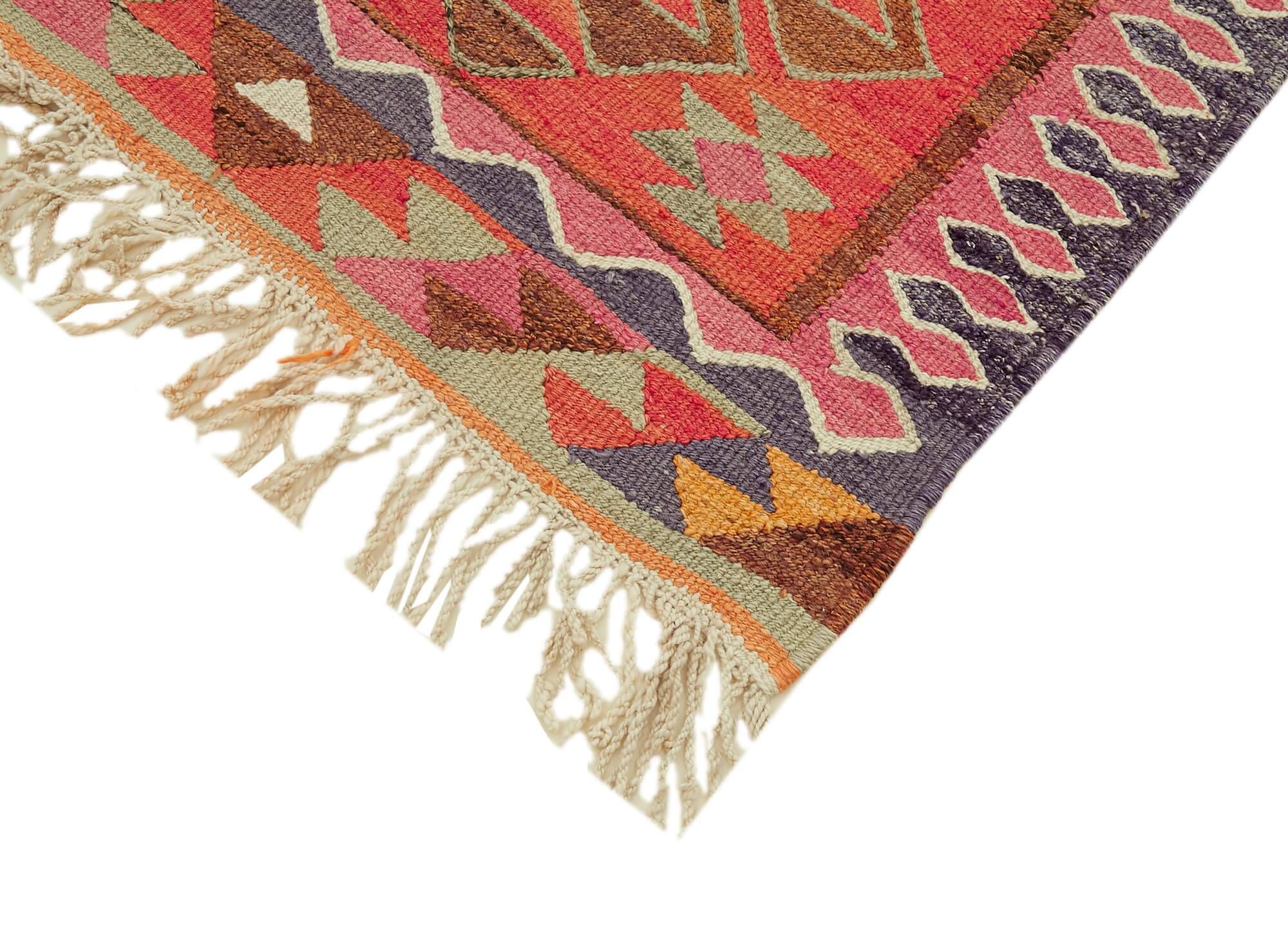 Turkish Handwoven Vintage Herki Kilim 98 cm x 320 cm