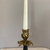 Louis XV candlestick in solid bronze openwork pewter base early twentieth century