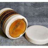 PRODUCT POP UP CHRISTMAS 2022 Ceramic box with graphic decoration, matt white enamel