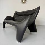 Old 2/3 seater lounge sofa designed by Jan Armgardt for Leolux in black leather