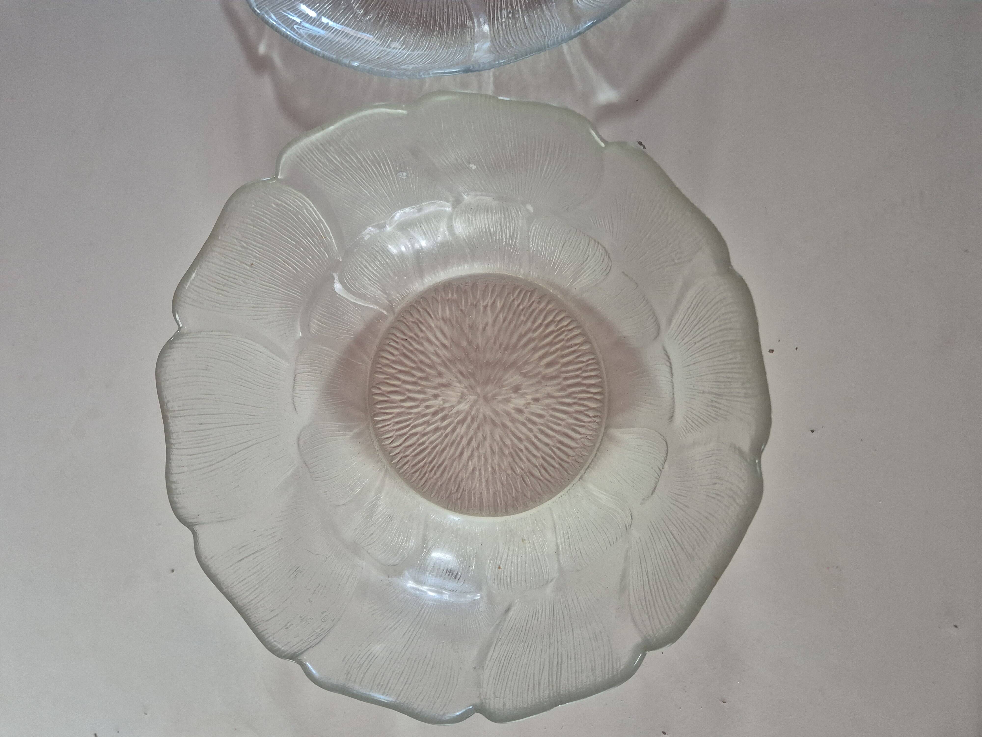 ensemble plat et saladier en verre vintage arcopal fleurs