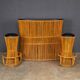 Striking 20thc italian standing bamboo dry bar & stools c.1960