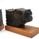Art Deco wooden bookends with feline heads