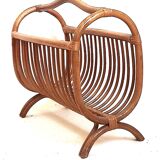 1960s rattan magazine rack