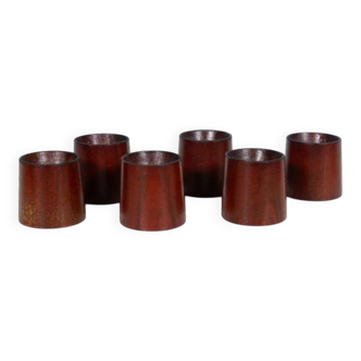 Vintage teak egg holder set, mid-century egg holder