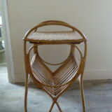 Rattan side table with range records or journals