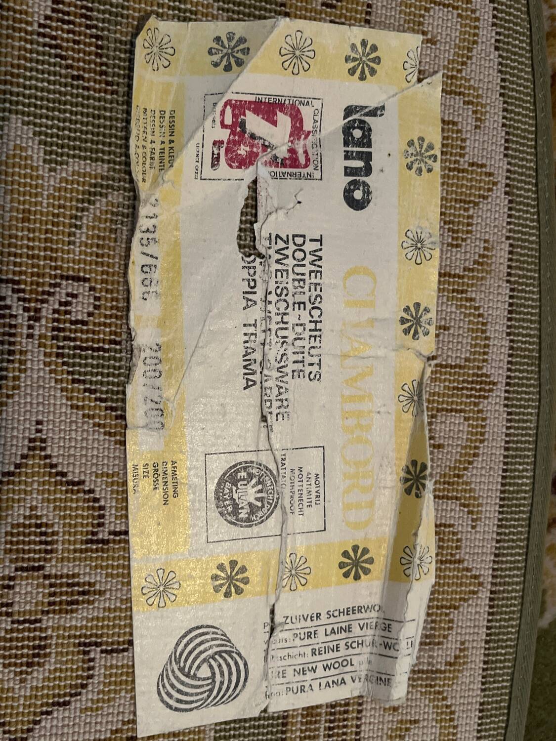 Vintage carpet in pure virgin wool from the 70s, Chambord by Eulan Bayer.