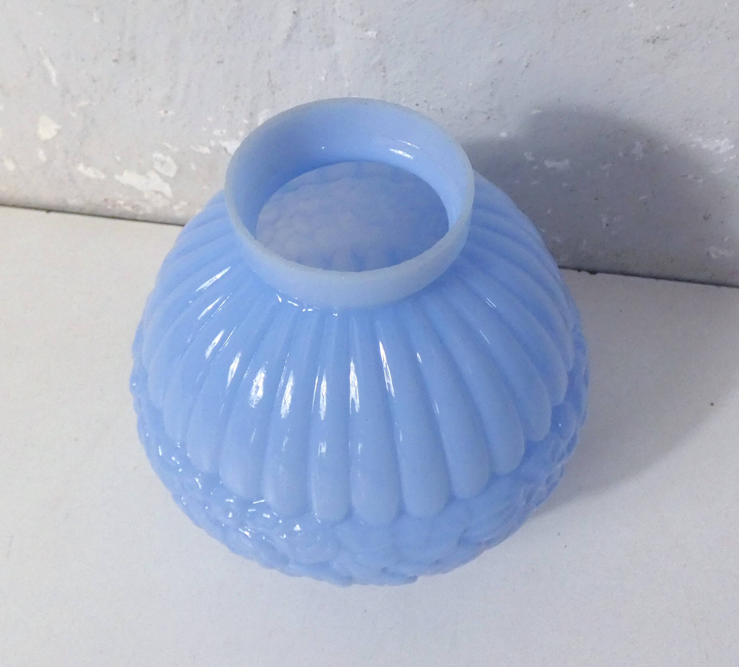 old blue opaline Art Deco ball vase 1920-1930