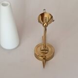 Wall lamp in gilded brass and white opaline, 1960.