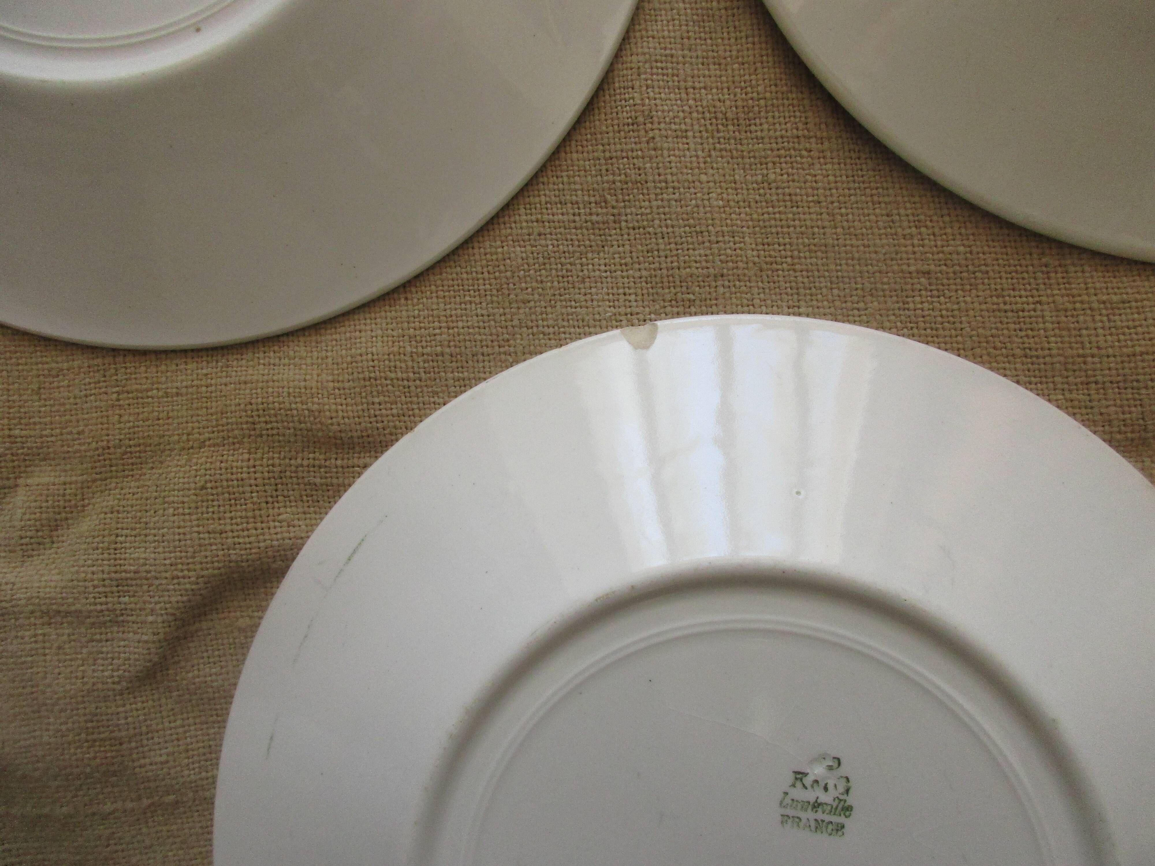 6 plates a decor floral and garland faiencerie de luneville