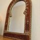 Large vintage mirror in studded leather and brass