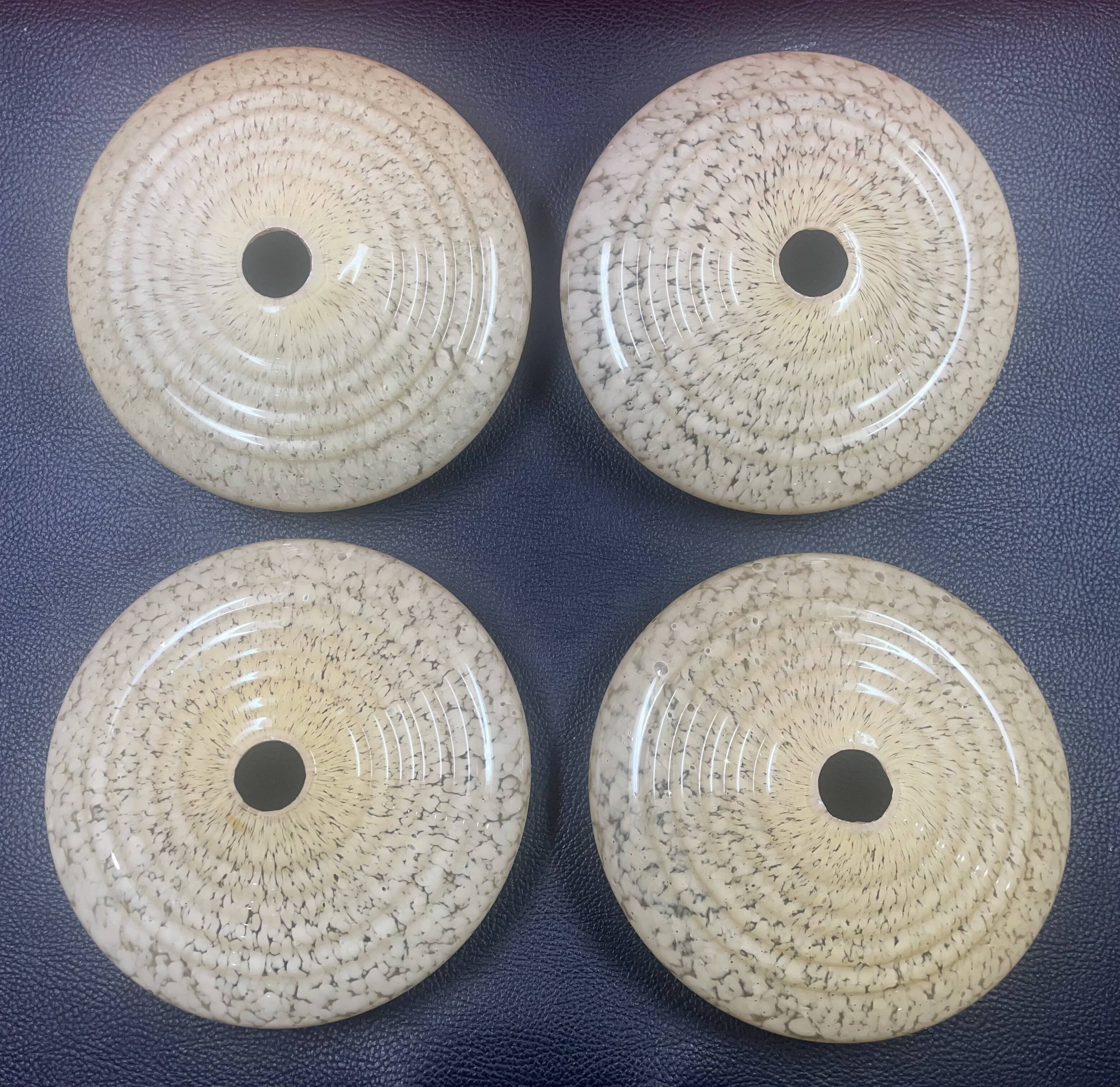 Ceiling light, old speckled glass lampshade, set of 4