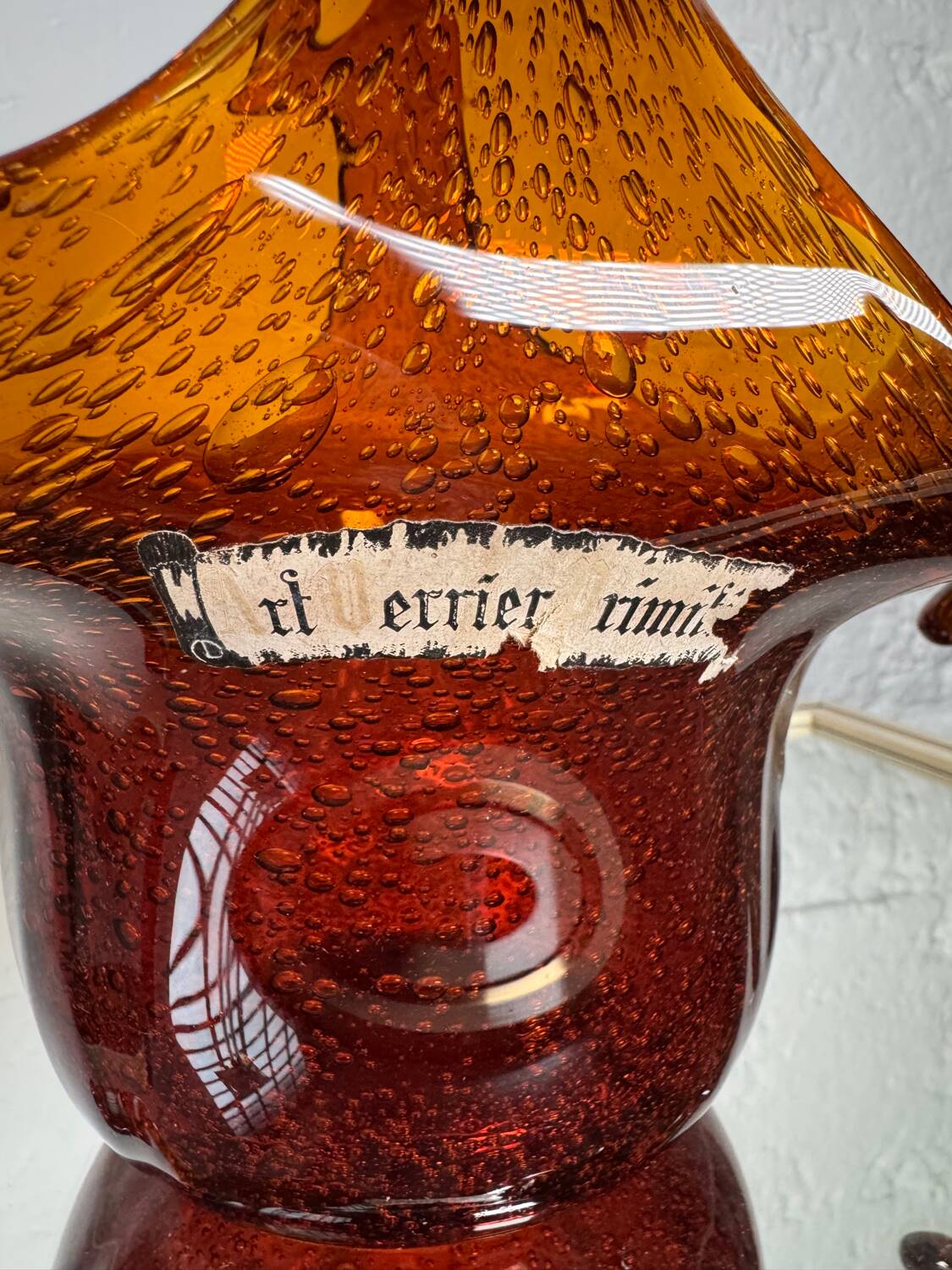 Amber blown glass empty pocket from the 60s