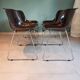 4 Vintage Space Age Chocolate Brown & Chrome Chairs 1970