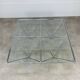 Pyramidal coffee table in chrome-plated steel wire and glass in the style of Piva