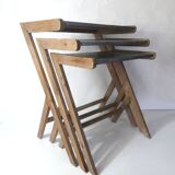 Wooden and zinc nesting tables