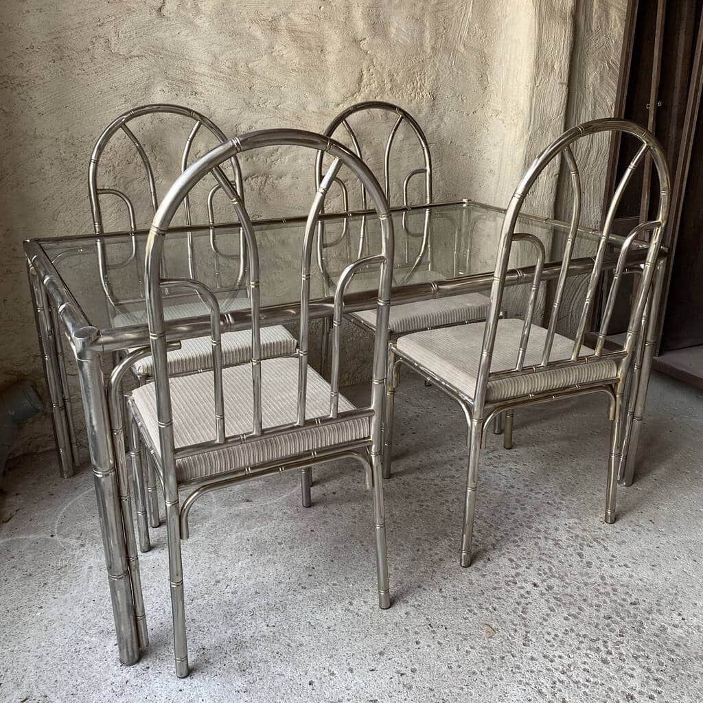 Vintage metal bamboo table and chairs