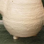 Vessel, jug, signed, 1950s, red terracotta, cream slip.