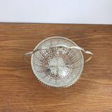 Vintage English Metal and Glass Sugar Bowl / Jam Bowl