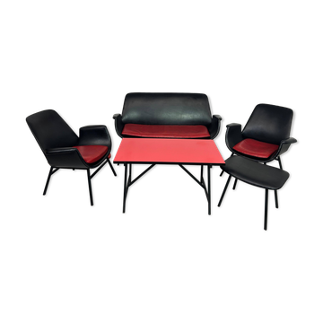Mid-century leather seating group attributed to Gastone Rinaldi.