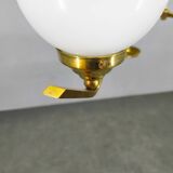 Adjustable Art Deco chandelier in brass with frosted glass, 1930s