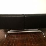 Canapé-lit vintage "Smala" noir en cuir ajustable par Pascal Mourgue pour Ligne Roset