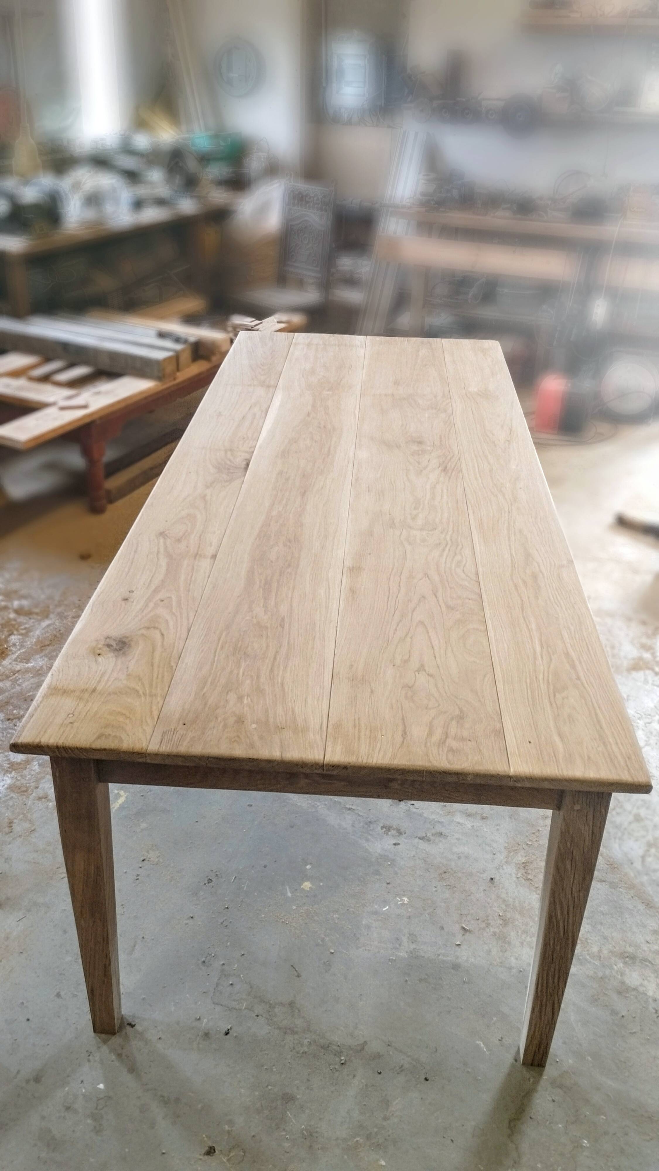 Large solid oak farmhouse table with two drawers 260 cm x 100 cm