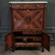 Louis XVI period secretary in monogram marquetry and white marble
