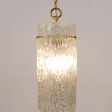 Two suspended lamps in glass and brass by J.T. Kalmar, Vienna, mid-century, Austria, 1950s.