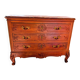 Majestic Louis XV Chest of Drawers in Walnut and Royal Red Marble – 19th Century